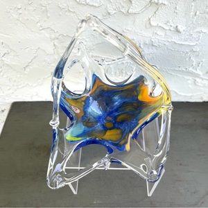 Handblown Artglass Multicolor Reticulated Candy/Trinket Dish